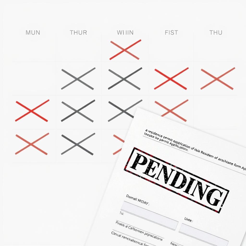 Calendar showing long waiting period for residence permit