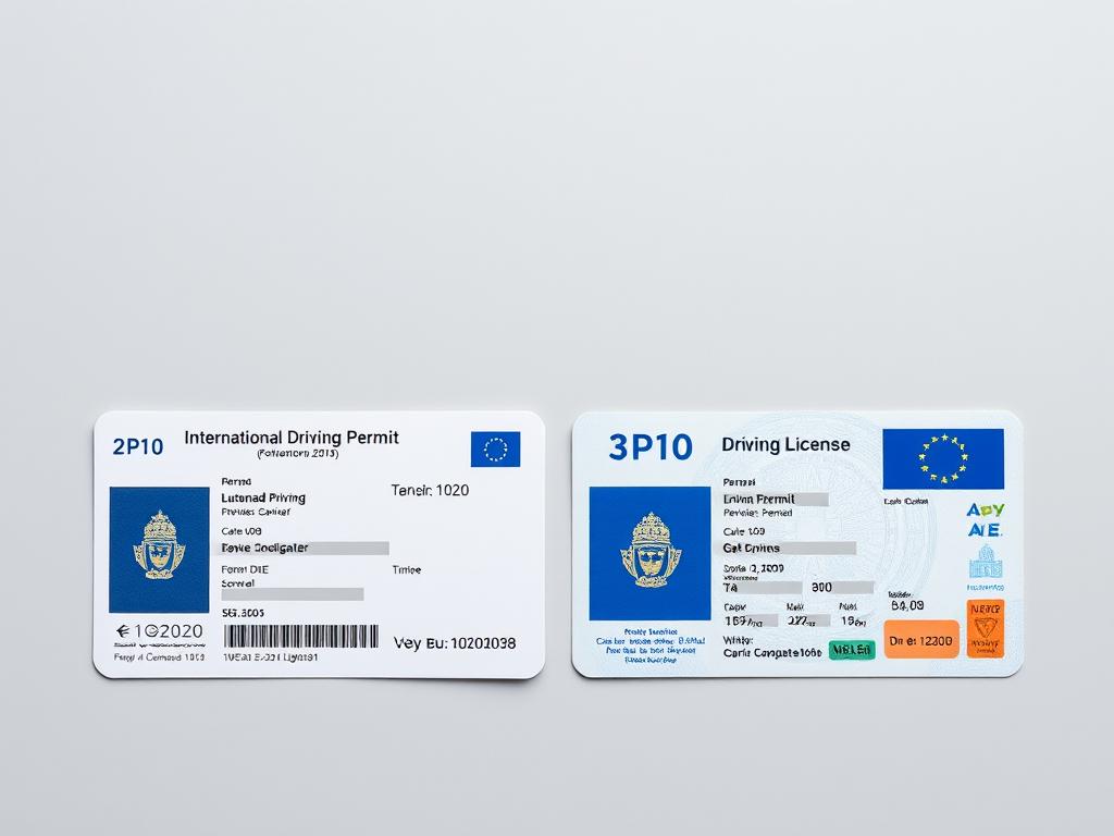Comparison of international driving license and EU license side by side