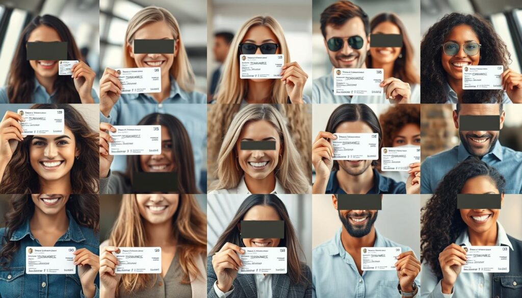 Happy customers with their driver's licenses from Smart Documents Empire