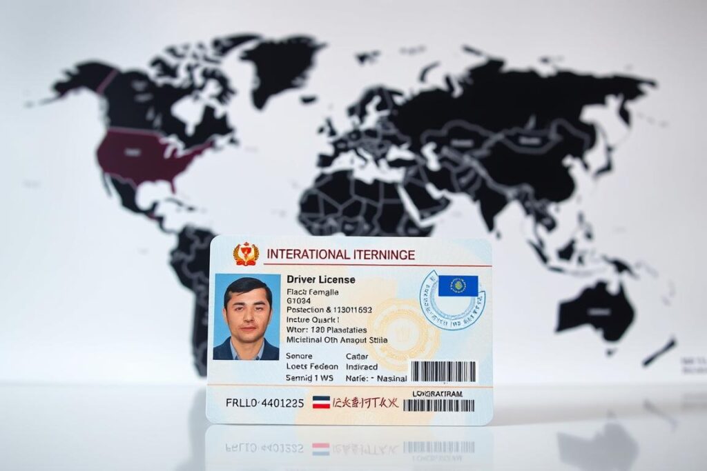 Internationaler Führerschein online kaufen - Dokument mit Weltkarte