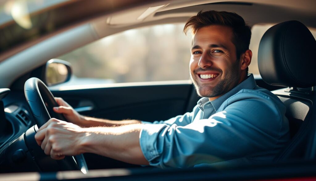 Personne conduisant avec confiance grâce à son nouveau permis de conduire