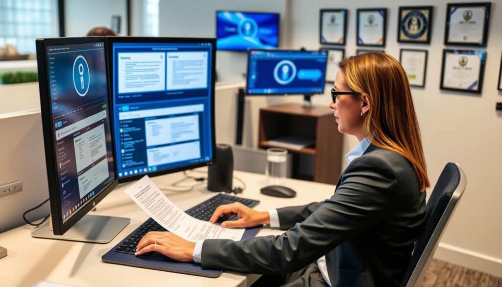 Professional handling Social Security card application with secure technology