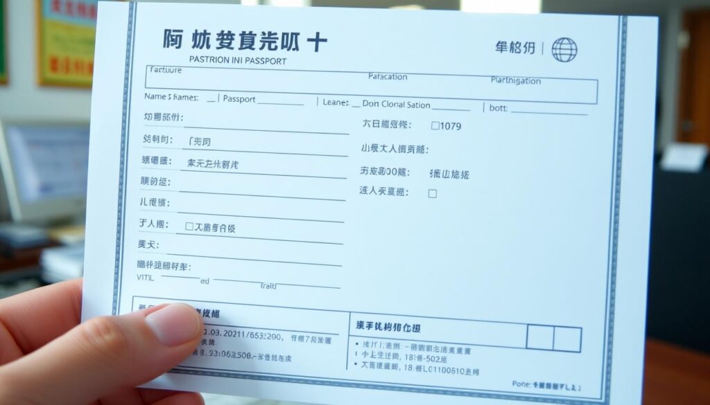 护照申请表格填写示意